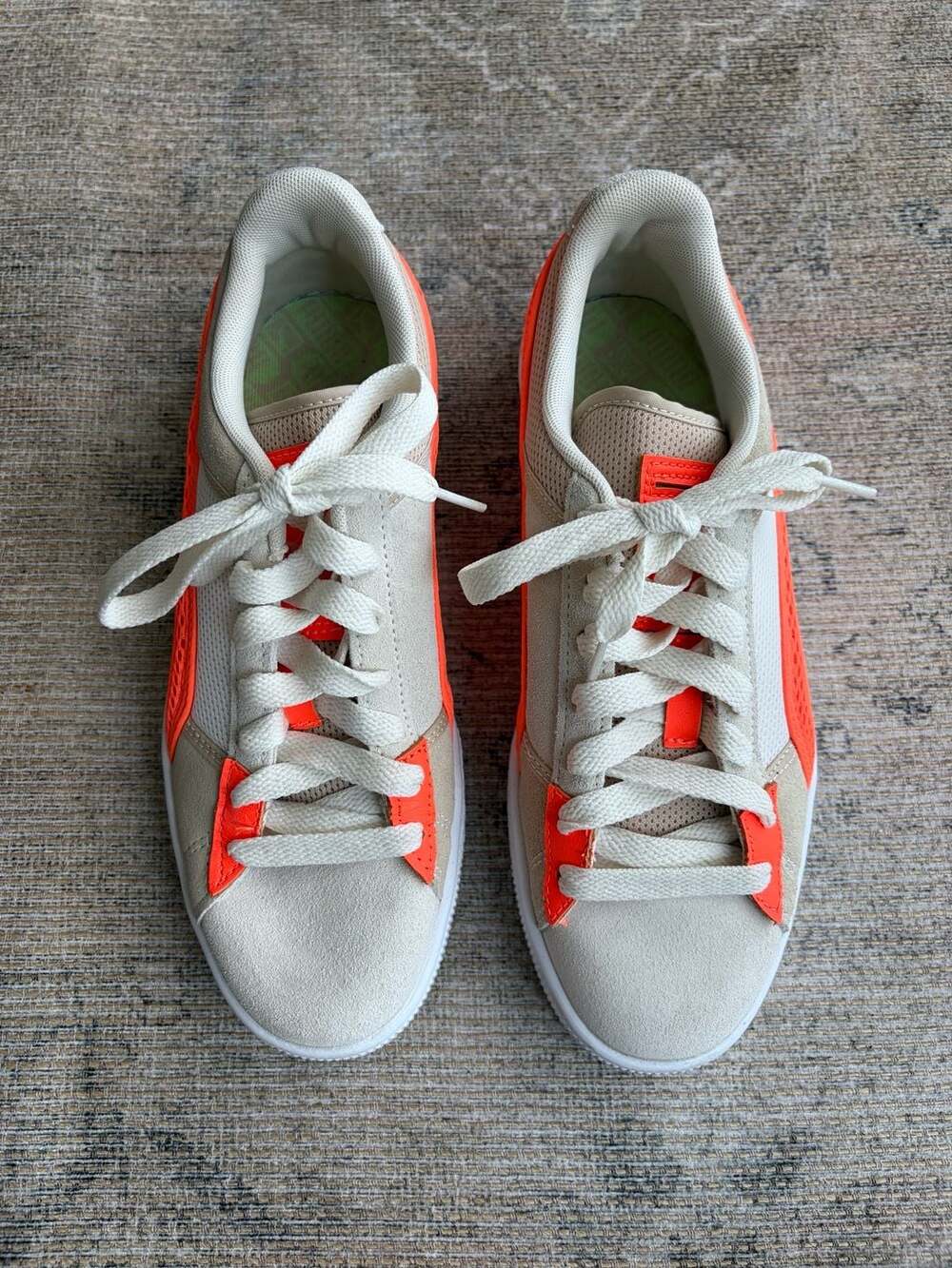 Puma Suede Backpack Beige Vibrant Orange Lifestyle Sneakers (Style 390426-03)